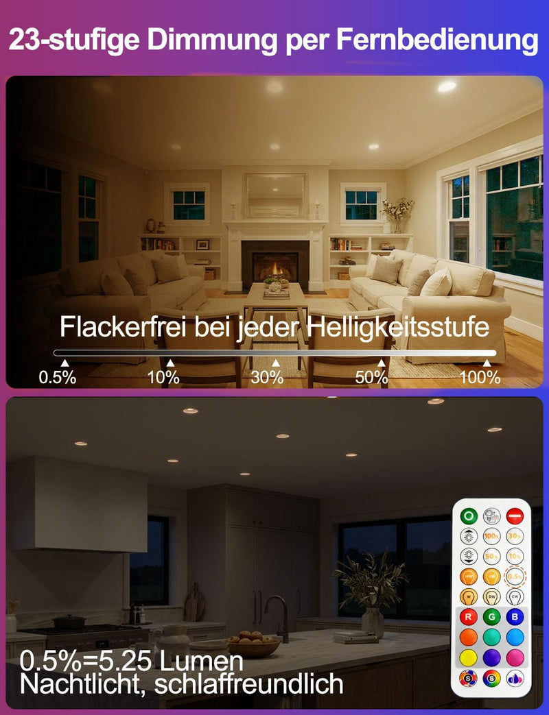 iLC Recessed Ceiling Downlight RGBW 2700 K. Warm White 2700k + Rgb
