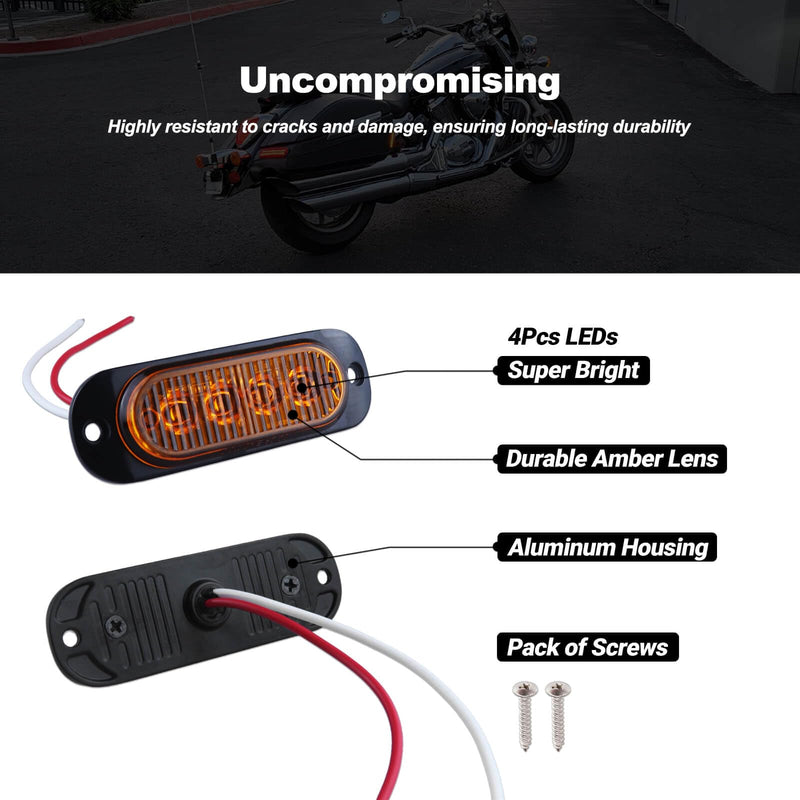 3.4 Inch Trailer Marker Lights Amber LED Clearance Side Marker with Durable Aluminum Housing Surface Mount Design IP67 Waterproof for Pickup Truck Tractor Van RV Camper Motorhome 10Pcs