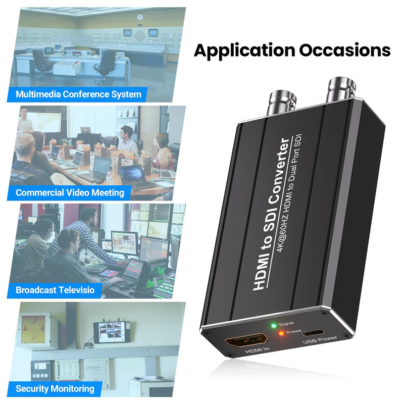 [Australia - AusPower] - HDMI to SDI Converter, Support Dual Port SDI Output, 4Kx2K/60Hz HDMI 2.0 Input and 3G-SDI/HD-SDI Output, Auto Format Detection & Audio Embedder 