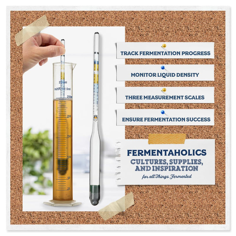 [Australia - AusPower] - Fermentaholics Triple Scale Hydrometer Test Kit | Hydrometer Test Jar Kit | Make Wine, Beer, Mead, Cider, and More | Measure ABV, Brix, and Specific Gravity (Hydrometer Test Kit - Plastic Test Jar) 