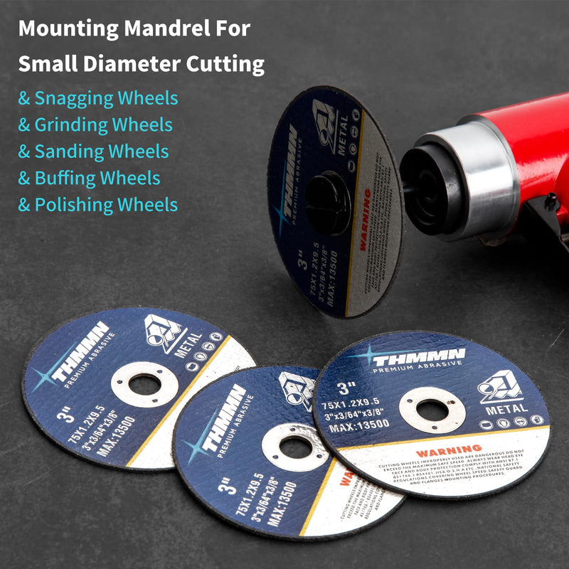 [Australia - AusPower] - Cut-Off Wheel Mounting Mandrel for Type 1 Cutting Wheels 3/8" & 1/4" Arbor 1/4" Shank Stem 2 Pack 2.0 