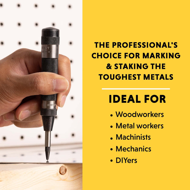 [Australia - AusPower] - General Tools Heavy-Duty Automatic Center Punch #78 - Nail Punch Tool to Mark and Scribe - Machinist Tools Heavy Duty Steel 