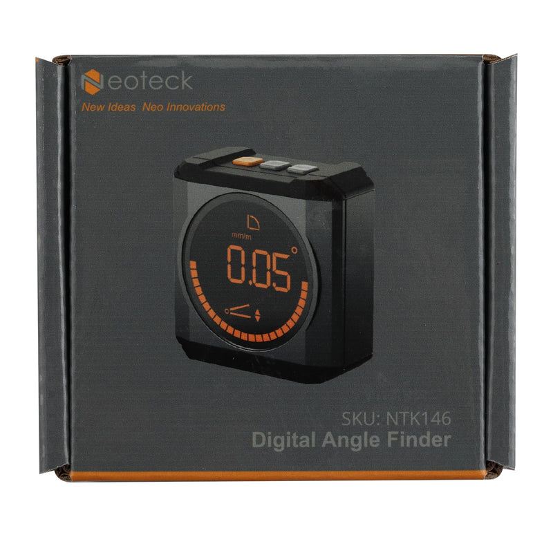 [Australia - AusPower] - Neoteck Digital Angle Finder LED Rechargeable Level Box Protractor Bevel Gauge Inclinometer with Magnetic Base IP54 Waterproof for Woodworking Home Decoration Black 
