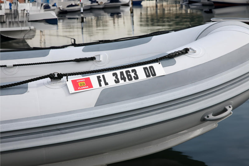 Hardline Products USA Marine Registration Plate Kit for Inflatable Boats & Ribs – 4” x 24” ABS Plastic Mounting Boards with Zip Ties – Saltwater Resistant – Made in USA (Pair)