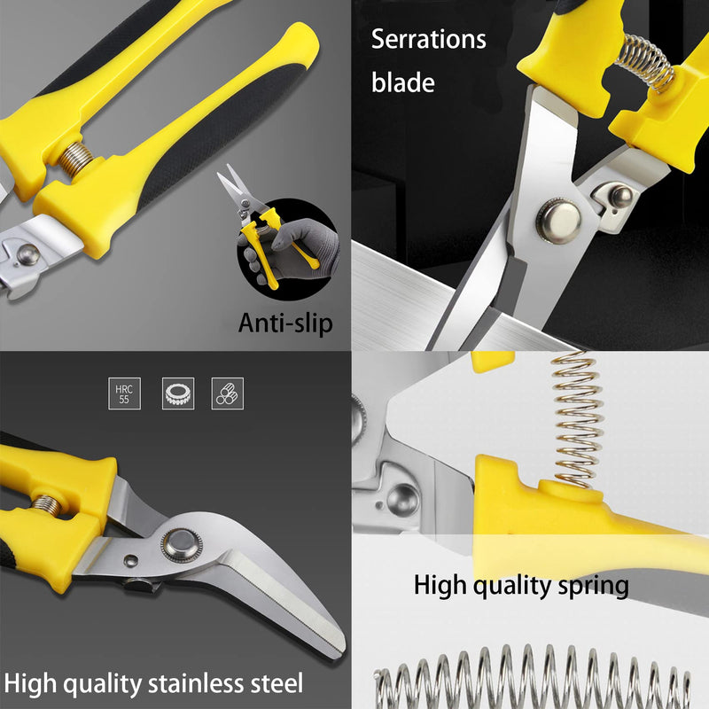 [Australia - AusPower] - Aviation Tin Snips 8 Inch Heavy Duty Metal Cutter, Straight Shears with Stainless Steel Blade & Comfort Grips, Multifunction Cutting of Branches, Cable Wires, Thin Iron, Cardboard etc.. 8 Inch Straight-Blade 