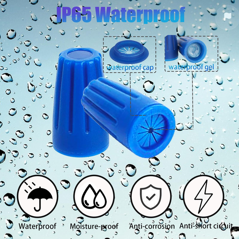 [Australia - AusPower] - 30PCS Waterproof Wire Electrical Connectors 22AWG-12AWG, Outdoor Seal Electrical Twist Nuts Caps Cable Terminal Connector for Landscape Light, Irrigation Valves, Wet Location Installation, Blue 