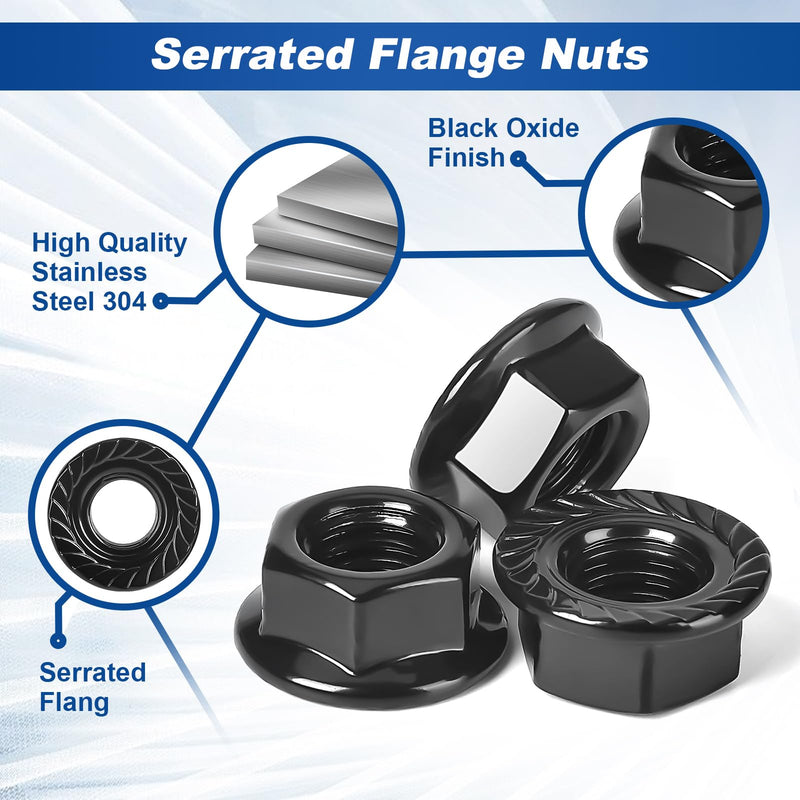 [Australia - AusPower] - 5/16-18 Serrated Flange Nuts Flanged Locknuts, Stainless Steel 18-8 Black Oxide, 25 PCS 5/16-18 