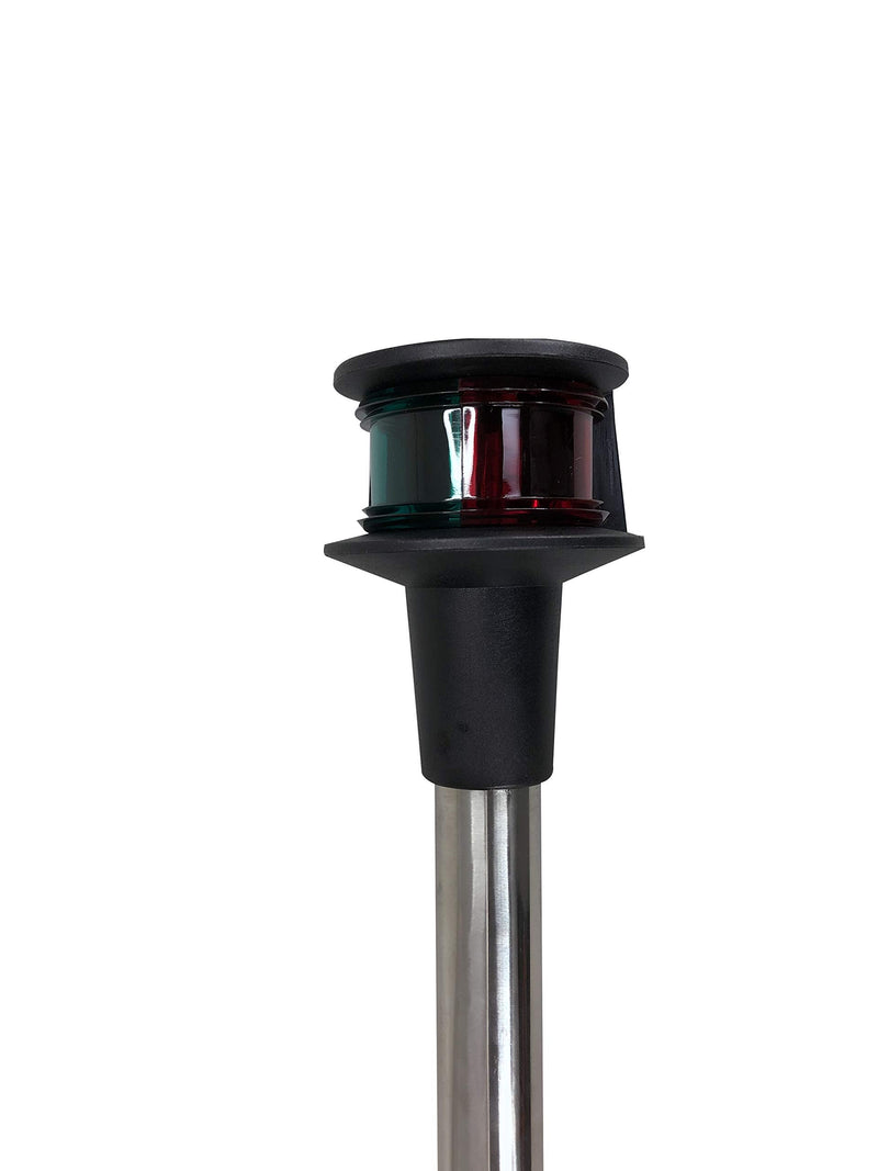 Pactrade Marine Bow Lights for Boats LED - Red and Green Boat Navigation Lights with Removable Base - 12-Inch Angled Pole - Marine Accessories for Kayaks, Pontoons, and Small Vessels (1 NM)