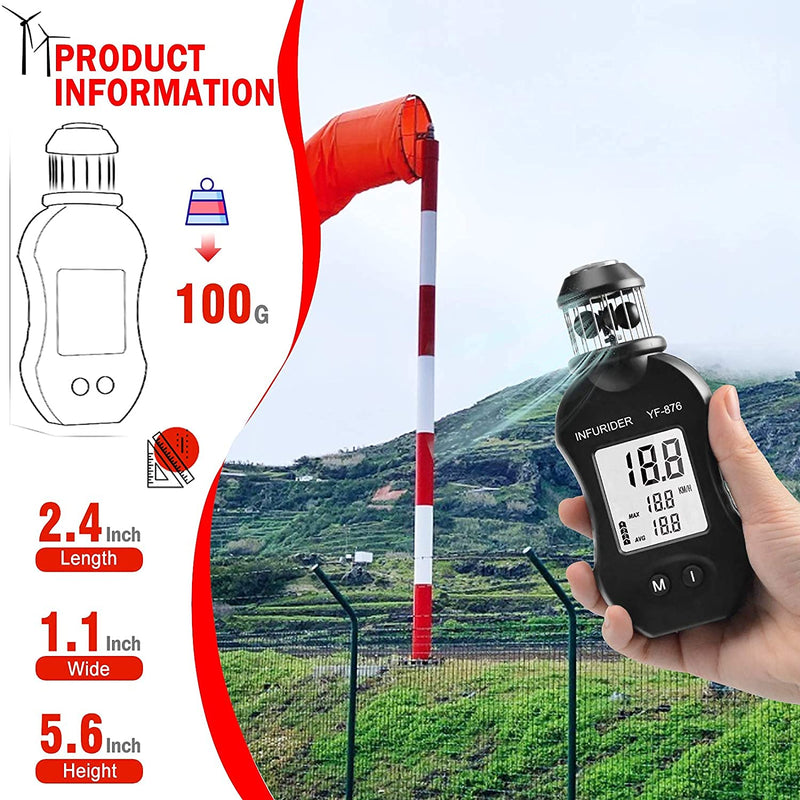 [Australia - AusPower] - Handheld Wind Gauge Wind Meter, INFURIDER YF-876 Digital Anemometer Wind Speed Meter for Wind Speed Meter, Wind Direction Meter with Compass for Outdoor Activities with HVAC Drone 1. YF-876 (upgraded) 