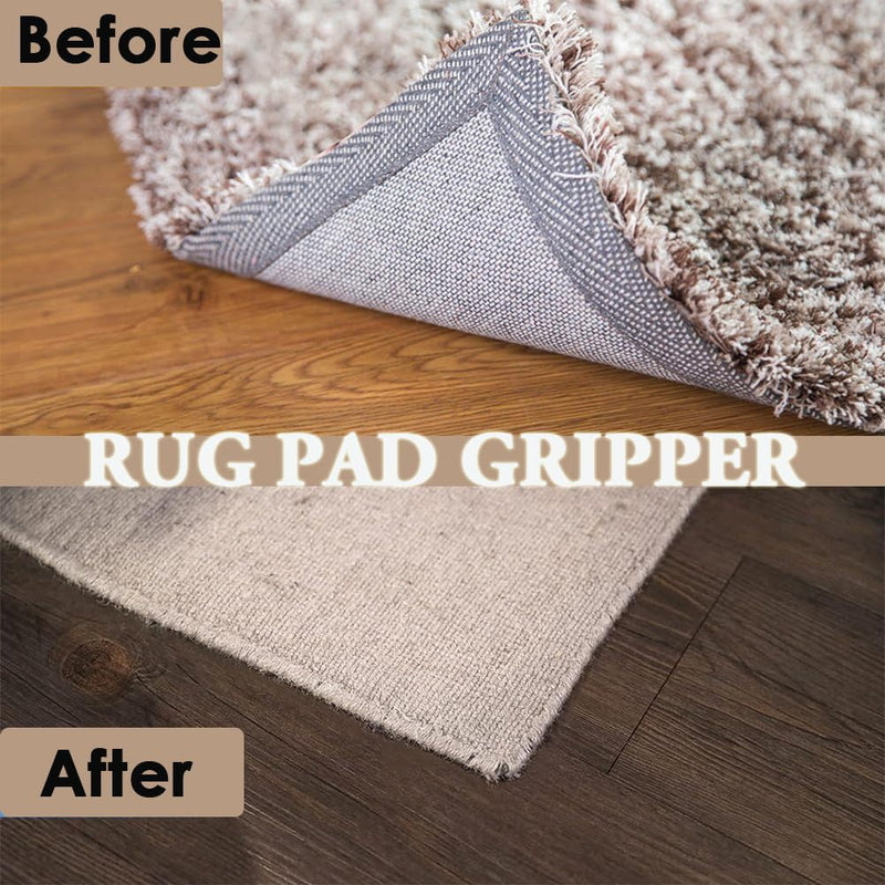 AKOAK 8 Pcs Rug Tape Pad, Rug Pad Gripper, Non-Slip Mat Anti-Skid Stickers for Area Rugs, Grip Rug Corners to Prevent Sliding
