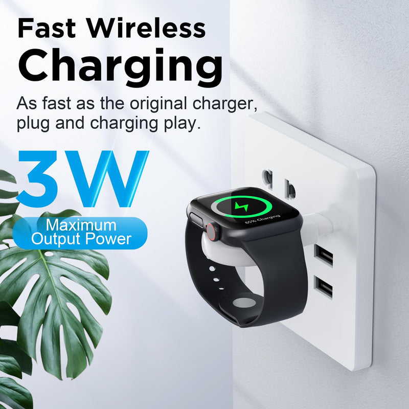 [Australia - AusPower] - 𝟐𝟎𝟐𝟒 𝐔𝐩𝐠𝐫𝐚𝐝𝐞 for Apple Watch Charger,Magnetic Portable iWatch Charger USB C&USB A Fast Wireless Charging Travel Battery Charger for iWatch Ultra2/Ultra/SE2/SE Series 9/8/7/6/5/4/3/2/1 AA-White 