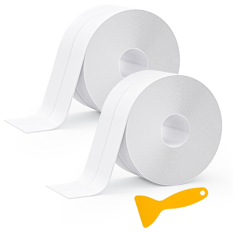 Caulk Strip, 2 Pack 1.5' x 10.5Ft Caulk Strip for Bathtub Self Adhesive Caulk Tape Caulking Sealing Tape for Kitchen Countertop,Sink,Bathroom,Toilet,and Bathtub Floor Wall Edge Protector 2 Rolls