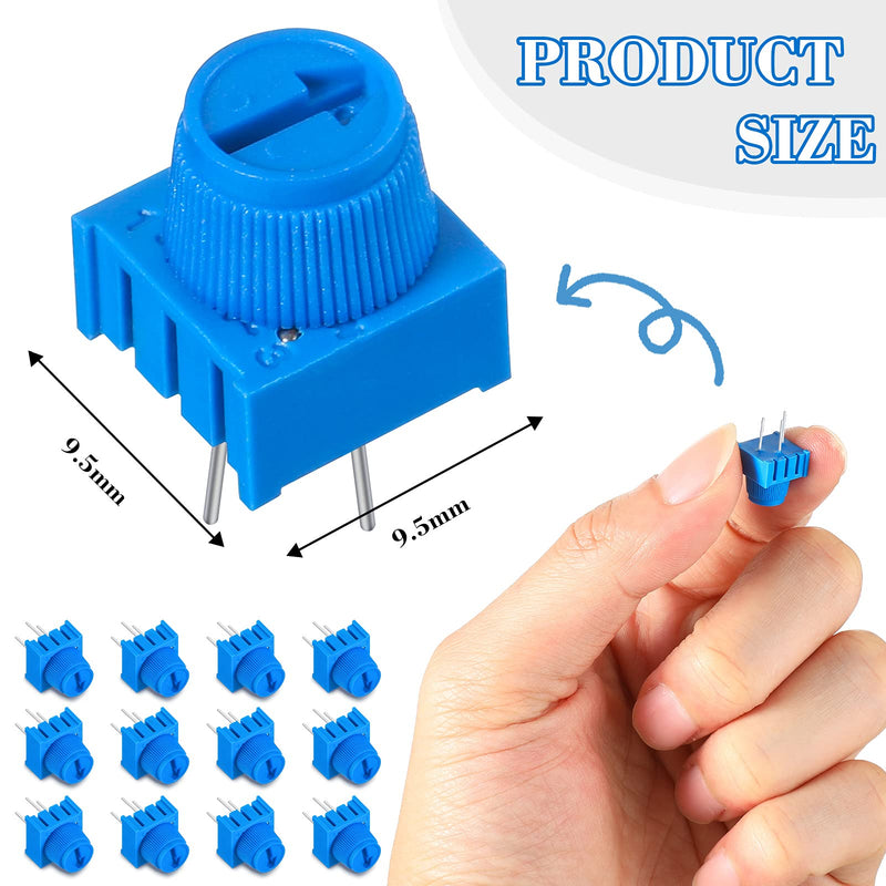 [Australia - AusPower] - 10K Ohm Trim Potentiometer Breadboard Trim Potentiometer Kit with Knob Variable Resistors Trimmer Potentiometer Assortment Kit Compatible with Arduino, Blue (12 Pieces) 12 