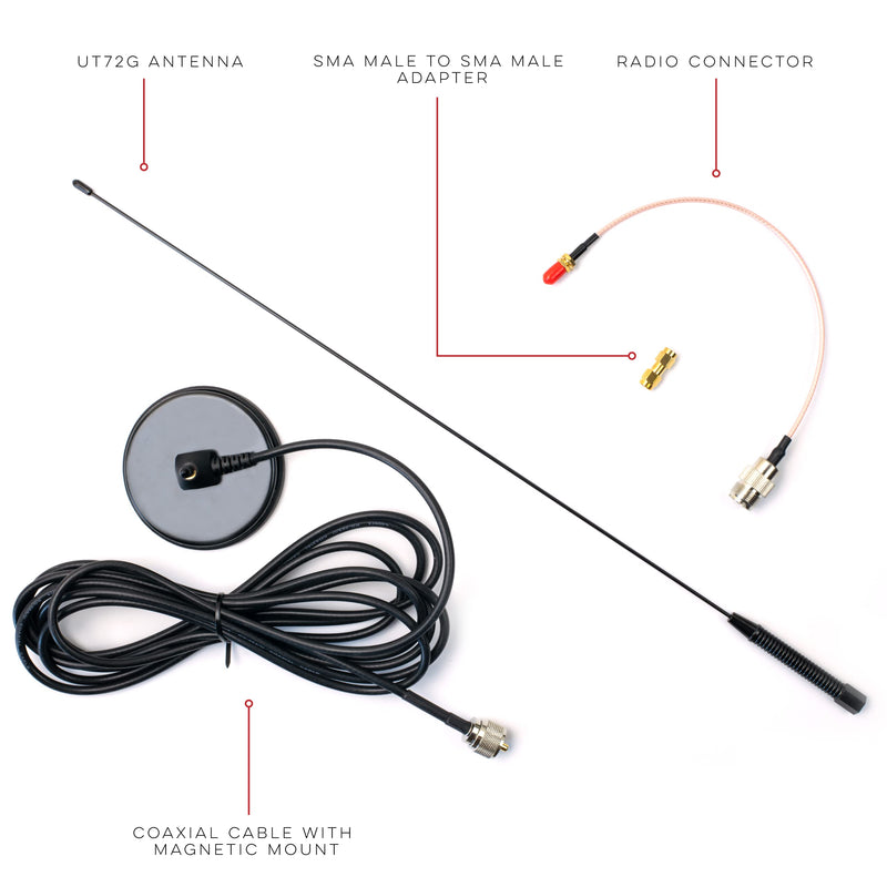 [Australia - AusPower] - Authentic Genuine Nagoya UT-72G Super Loading Coil 19-Inch Magnetic Mount (Heavy Duty) GMRS (462MHz) Antenna PL-259, Includes Additional SMA Male & Female Adaptors for GMRS Handheld Radios 