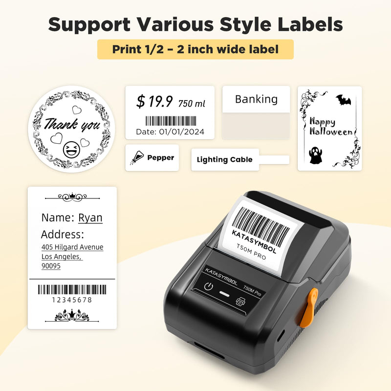 [Australia - AusPower] - SUPVAN T50M Pro Bluetooth Label Maker Machine with Tape, Wide Waterproof Label, Versatile App with 40 Fonts and 450+ Icons, Inkless Labeler for Home, Kitchen, School, Office Organization, Black 