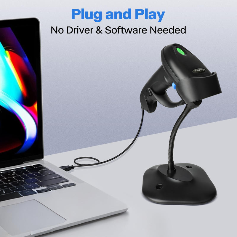 [Australia - AusPower] - USB 2D Barcode Scanner with Stand, Handheld QR Code Scanner PDF417 Data Matrix Bar Code Reader with Long USB Cable for POS Mobile Payment, Convenience Store, Supermarket, Warehouse (TM-10CS) 