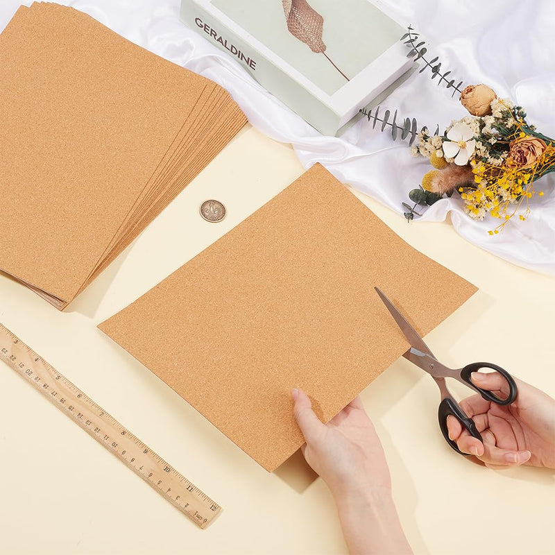BENECREAT 20 Pack 11.81x8.23inch Self-Adhesive Cork Sheets, Natural Cork Board, Peel and Stick Cork Board for DIY Crafts Home Decor and Coasters Making 11.81x8.23x0.04Inch