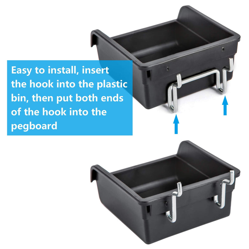 [Australia - AusPower] - Pegboard Bins with Hooks and Labels, for Organizing Accessories, 10 Packs, Black 