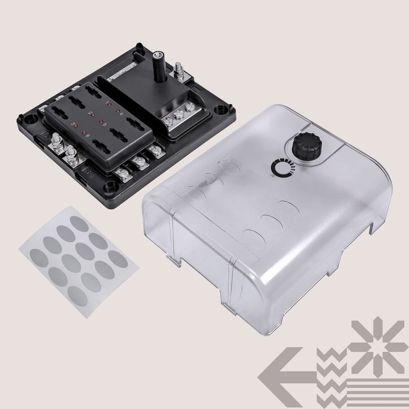 True Mods 6 Way Fuse Box with Ground Negative Bus for Automotive [Dual Positive Inputs] [12V - 32V DC] [180 Amp] [ATC/ATO Fuses] [LED Indicator] [Corrosion Resistant] Auto Marine Fuse Block 6-Way w/Ground
