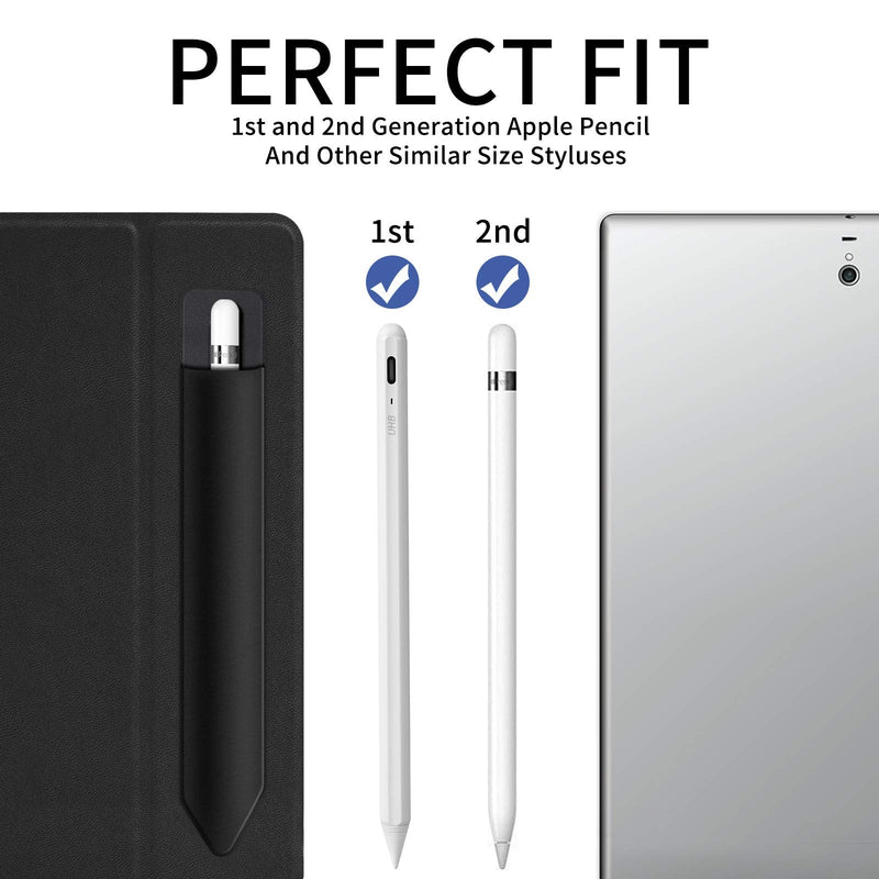 [Australia - AusPower] - 2 Pack Pencil Holder for Apple Pencil 1st 2nd Generation, YUOROS Adhesive Pencil Sleeve for iPad iPad 9th/8th Gen, Tablet Stylus Surface Pen (Black, Black) Black Black 