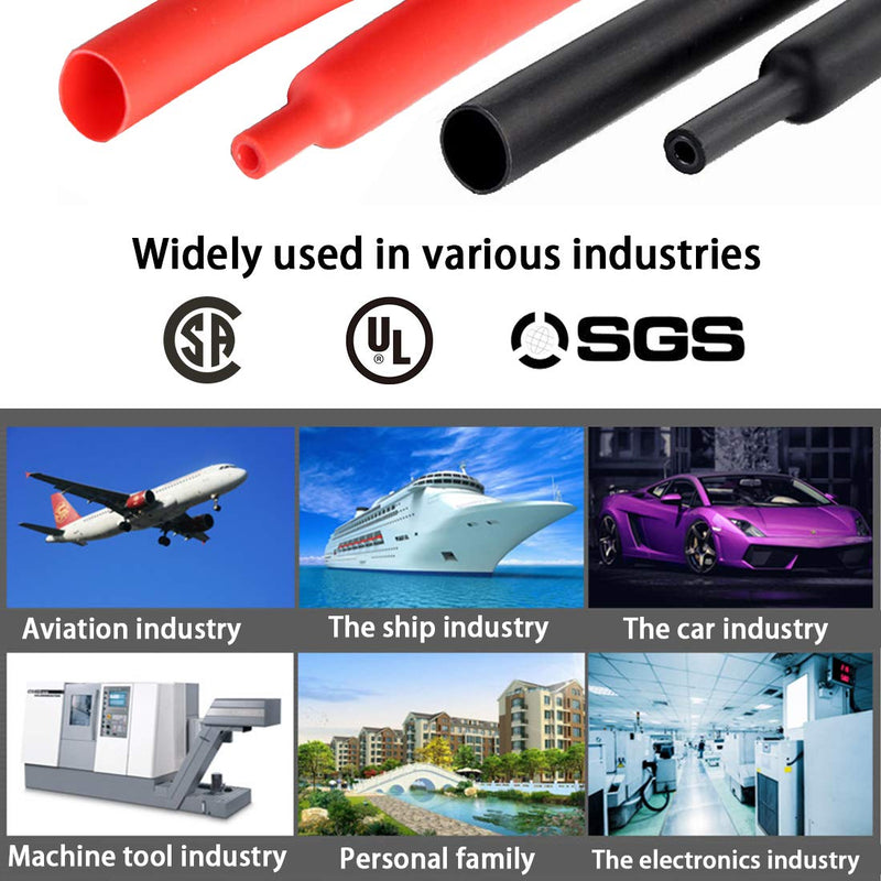[Australia - AusPower] - Dual Wall Heat Shrink Tubing 3:1 Ratio Heat Activated Adhesive Glue Lined Marine Shrink Tube Wire Sleeving Wrap Protector Black and Red, 2 Pack, 1.2M/4FT (Dia 25.4mm (1”)) Dia 25.4mm (1”) 