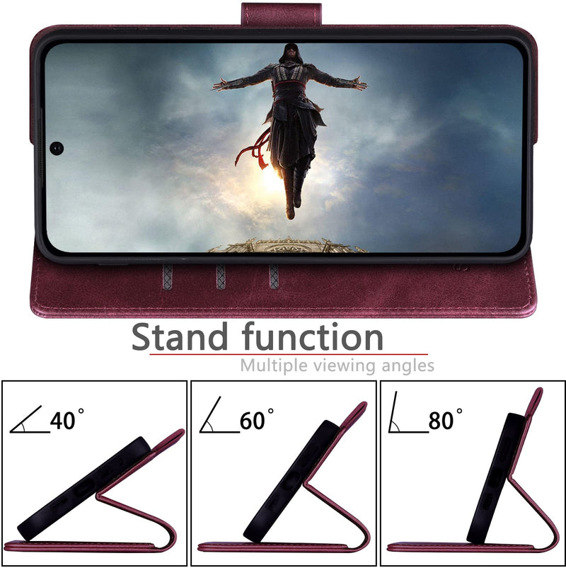 [Australia - AusPower] - SUANPOT for Samsung Galaxy S24 Plus/S24+ Wallet case with RFID Blocking Credit Card Holder,Flip Book PU Leather Protective Cover Women Men for Samsung S24Plus Phone case Wine Red 