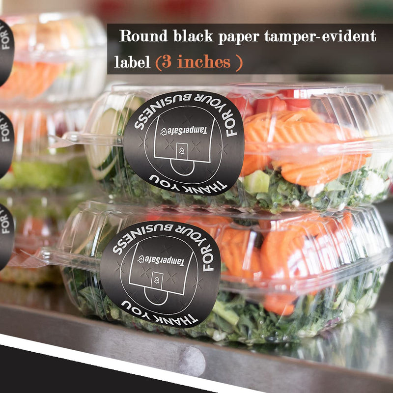 Angel's Peel Lounge Thank You Tamper Proof Stickers Roll — Tamper Evident Stickers for Delivery Bags, Drink Lids, Food Containers, Writable Seal Tape, Thank You Labels - 3x3in 250-COUNTS, BLACK, ROUND Black Tape