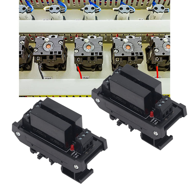 Solid State Relay Module, 3-32VDC Input DIN Rail Mount Resin Seal Plug and Play Resistant 2pcs DC to AC Equipment Relay Module