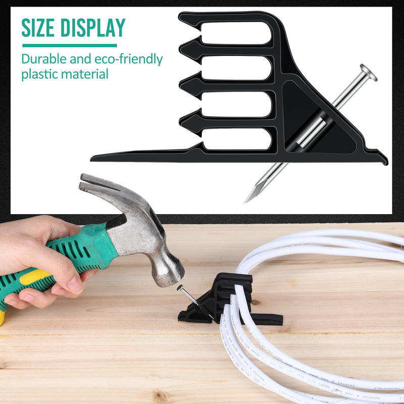 [Australia - AusPower] - 50 Pcs Cable Stackers Electrical Cable Staples Wire Stackers Insulated Multi Cable Staple Sort out Electric Cables Efficient Cable Organization for Various Quantities of Cables (Black) 50 