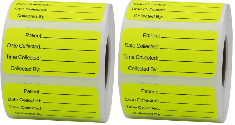 Specimen Collection Medical Healthcare Labels, 1 x 2 Inch Rectangles, 500 Total Per Roll (Pack of 2) 1 x 2 Inch Rectangle (Pack of 2)