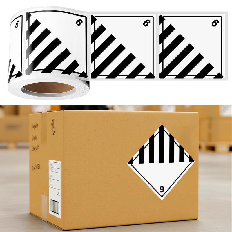 500 Pcs Hazard Class 9 Miscellaneous Dangerous Materials Labels 4 x 4 Inch Square Hazard Adhesive Shipping Labels for Transport Shipping 500