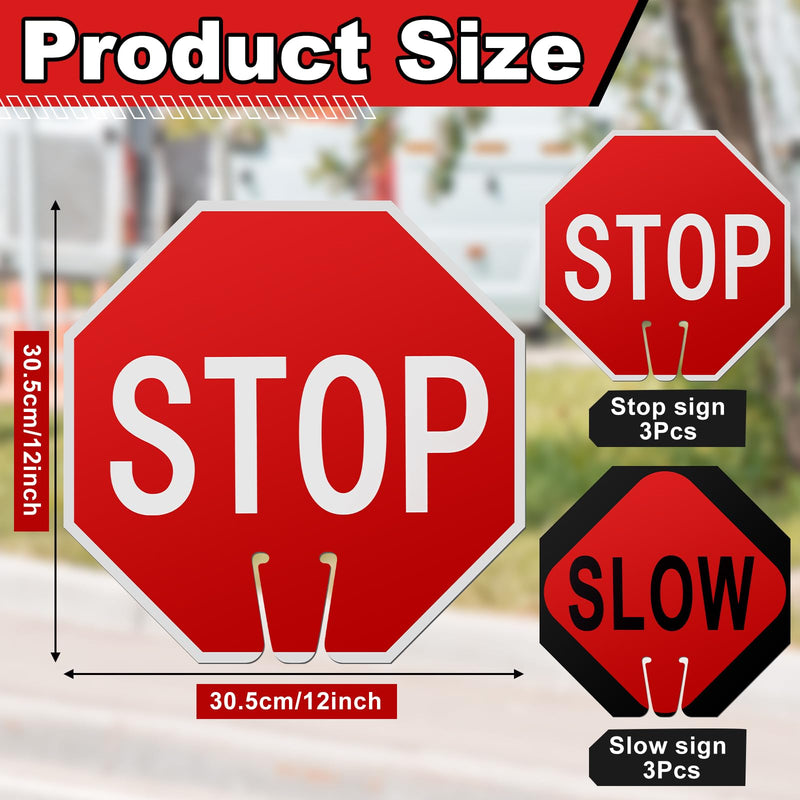 Geetery 6 Pcs Stop Slow Traffic Signs 12 x 12 Inch Double Sided Road Safety Sign, Weatherproof PVC Stop Sign for Construction Sites Parking Lots Driveways Traffic Control