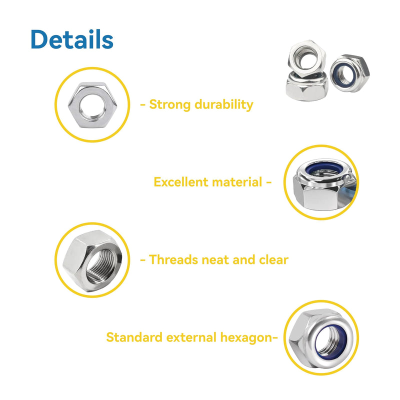 [Australia - AusPower] - 430Pcs Metric Hex Nuts & Locknuts Assortment Kit, M2 M3 M4 M5 M6 M8 M10 M12 304 Stainless Steel Assorted Hex Nuts Sets, Self-Locking Nylon Lock Nuts, Bright Finish 430Pcs Metric Hex Nuts & Locknuts 