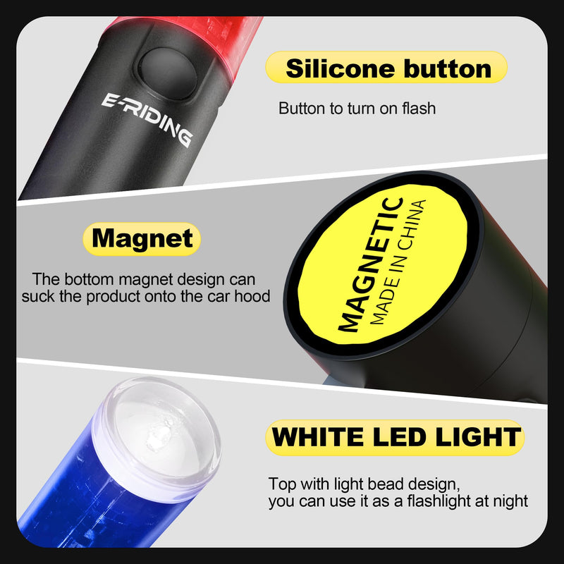 [Australia - AusPower] - Rechargeable Traffic Wand, 10 Inch Traffic Control Baton with Magnet, Safety Light Wand with White LED on Top, Air Marshaling Wand with 4 Flashing Modes Red+Blue 1 PACK 