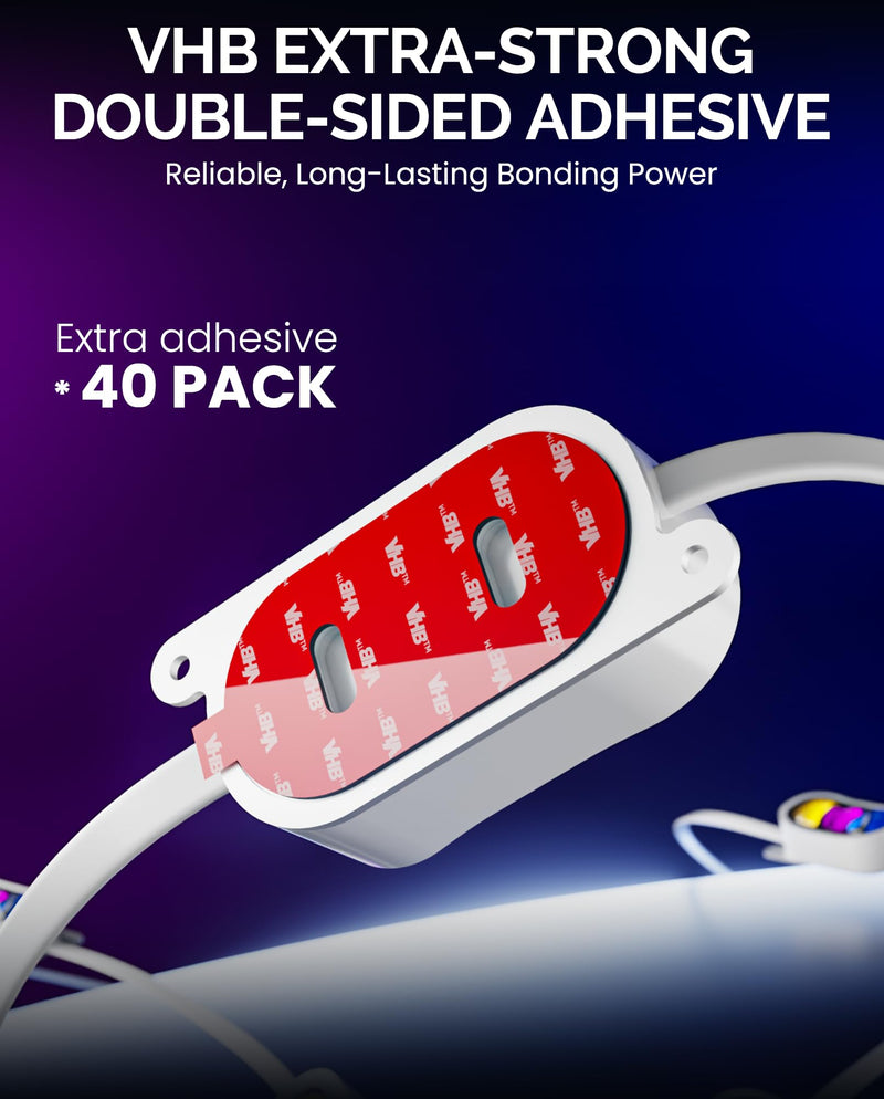 Extra-Strong Double-Sided Adhesive Pads, Compatible with Govee Permanent Outdoor Lights Prism — Heavy-Duty, Waterproof, Heat-Resistant Oval Foam Tape (40 Pcs) for H707A, H707B, H707C Adhesive(40PCS)