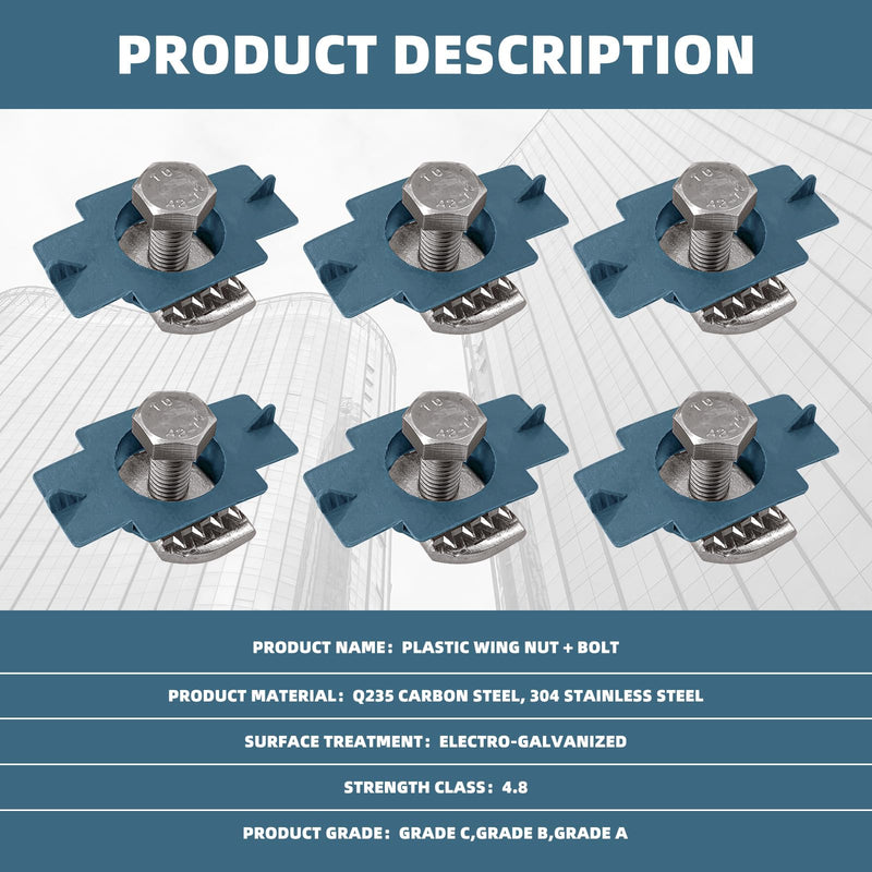 [Australia - AusPower] - 40Pcs Nylon Strut Channel Cone Nut and M8×20mm Bolt, M8 Nylon Channel Squeeze Nuts with Zinc Electroplate for Strut Channel Support Systems Solar Panels Mounting 