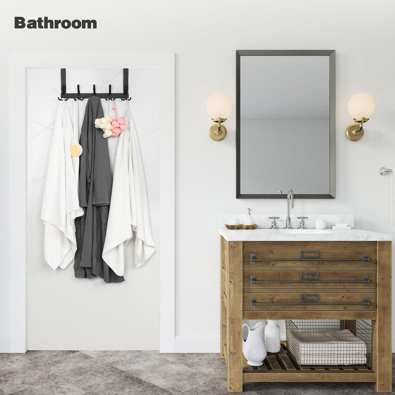 [Australia - AusPower] - Over The Door Hooks for Hanging, Over The Door Hanger with 5 Triple Coat Hooks, Over The Door Towel Racks for Bathroom, Door Hanger Hooks for Coat, Bags and Hat (Black, 1 Pack) Black 