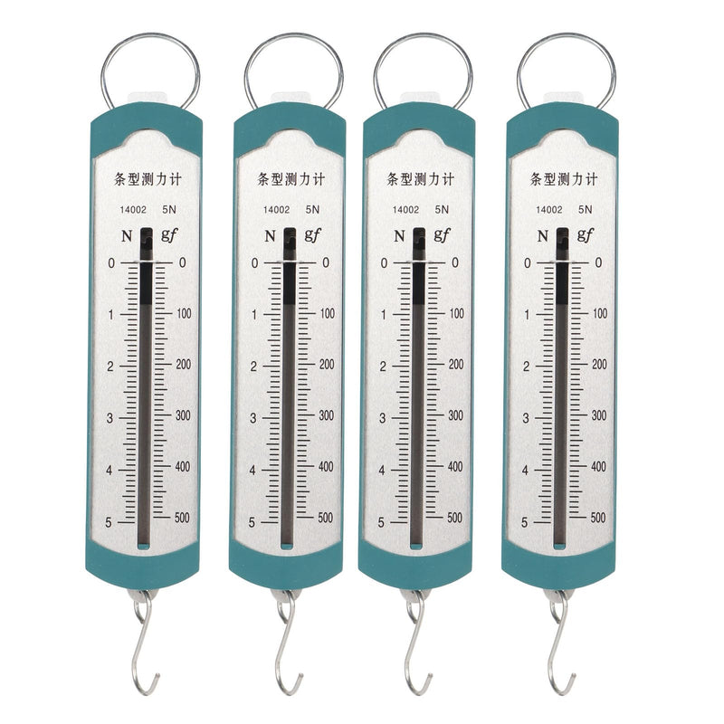 [Australia - AusPower] - Plastic Tube Spring Scale, Pack of 4 Spring Dynamometer 5N Accurate Portable Bar Force Meter for Physics Mechanical Experiment 