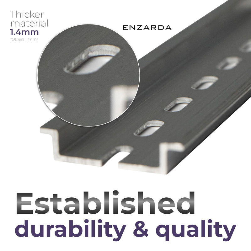 [Australia - AusPower] - 7 Pieces DIN Rail Slotted Aluminum RoHS Three 12-13" inches and Four 6" Pieces Long 35mm Wide 7.5mm High 1.4mm Thickness 