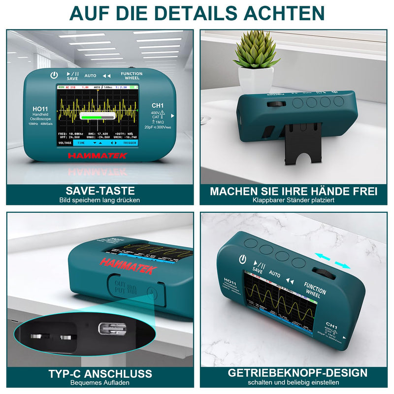 [Australia - AusPower] - HANMATEK HO11 Handheld Digital Oscilloscope - 10MHz Bandwidth, 48MSa/s High Precision Sampling, 2.8 Inch TFT Display, USB Rechargeable, Advanced Trigger System, Portable for Field Work HO11 10MHz 