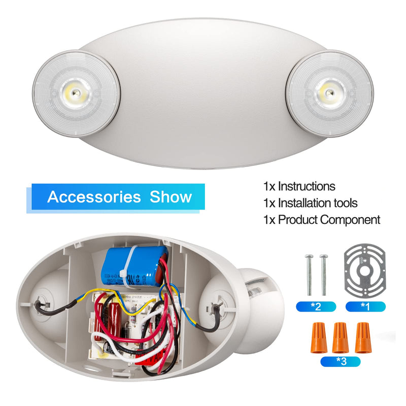 1 Pack LED Emergency Light with Battery Backup-Adjustable 2 LED Bug Eye Head Emergency Lighting -UL Certified 120-220VAC Emergency Exit Lighting Fixtures for Business/Home. 1 Pack