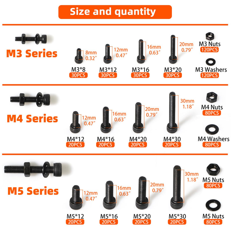 [Australia - AusPower] - M3 M4 M5 Metric Hex Socket Head Cap Screws Assortment Kit & ATHYUTH M2 Metric Hex Socket Head Cap Screws Assortment Kit 