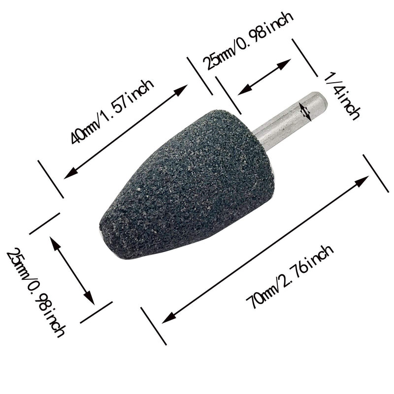 [Australia - AusPower] - 4 pcs 25mm Stone Rotary Grinding Bits with 1/4 Inch Shank, Aluminum Oxide Mounted Grinding Point for Grinding, Polishing，Deburring Ferrous Metals（4pcs 6x25 Cone Head） 6X25mm 