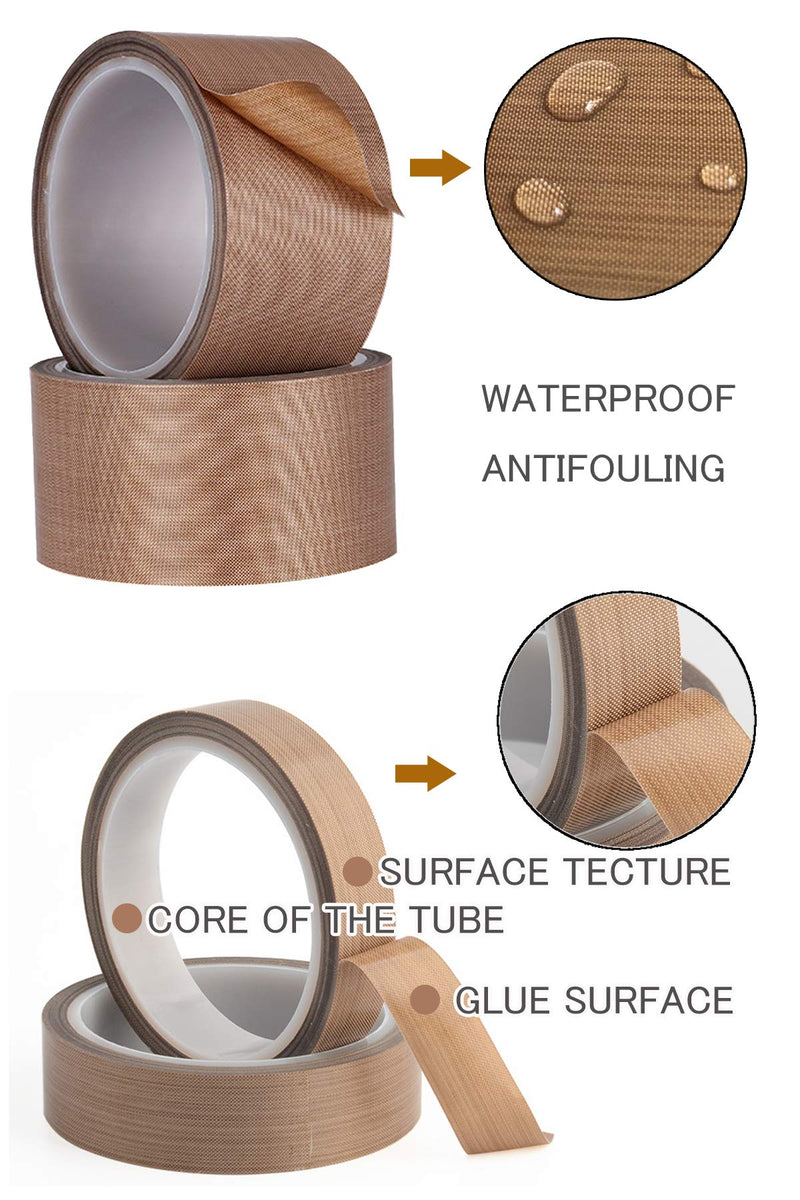 DY.2ten PTFE Coated Fiberglass Telfon Tape, 0.75" x 33 Feet, high Temperature Tape,Welding Sealing Tape,Drying Mechanical Conveyor Belt, Teflon Tape for Vacuum Sealer Machine 0.75inch x 33 Feet