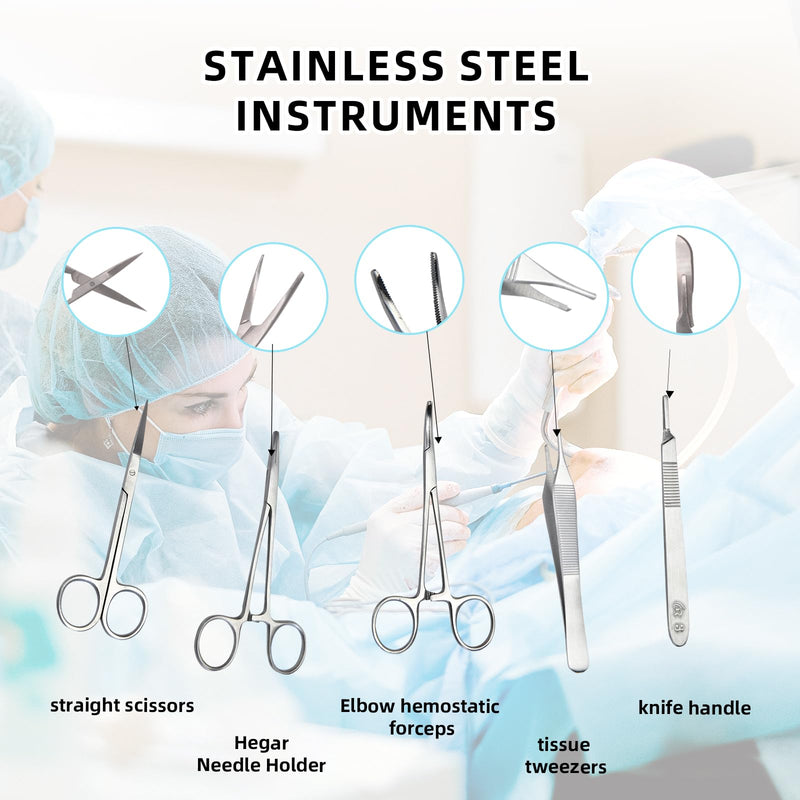 [Australia - AusPower] - HB Design Complete Suture Training Kit(30 Pieces),Include 3rd Generation Suture Pad with Pre-Cut Wounds,Suture Tools and Mixed Suture Thread with Needles for Students and Nurses Practicing 