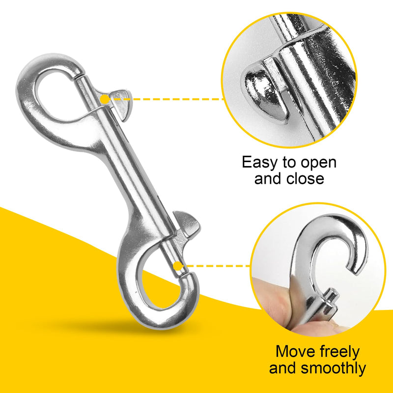 [Australia - AusPower] - Double Ended Bolt Snap Hook, 2-Pack 3-1/2 in 316 Stainless Steel Marine Grade Double End Trigger Snaps Metal Clips for Dog Leash, Key Chain, Horse Tack, Pet Feed Buckets, Diving 