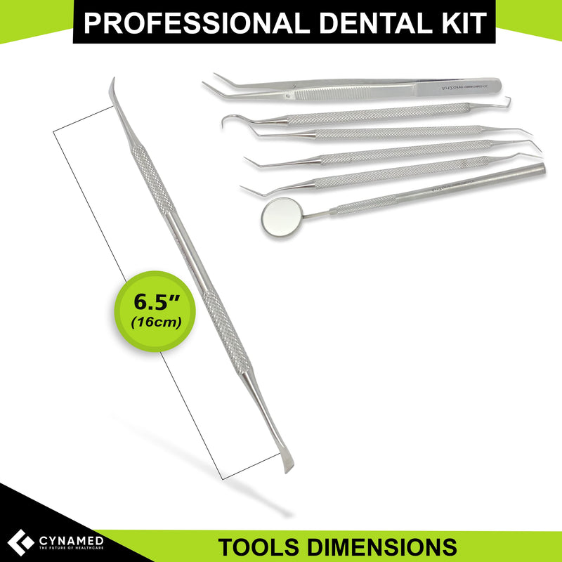 [Australia - AusPower] - Cynamed 15-Piece Stainless Steel Micro Precision Probe Set: Straight, Single, Short Double, Long Double, Triple and Hook Tips 5.5" to 6". (15PC) 