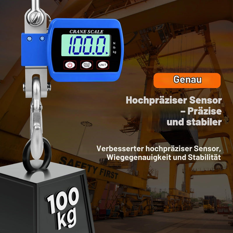 Crane Scales 500 kg Digital Hanging Scales Electronic Wild Scales Industrial Hanging Scales Portable LCD Pull Scale with Hook Blue