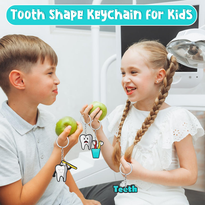 [Australia - AusPower] - 28Pcs Tooth Keychain Dental, Dental Assistant Gifts Tooth Shape Keychain, Dental Gift for Dental Students Office Staffs Dental Assistants(14 Styles) 