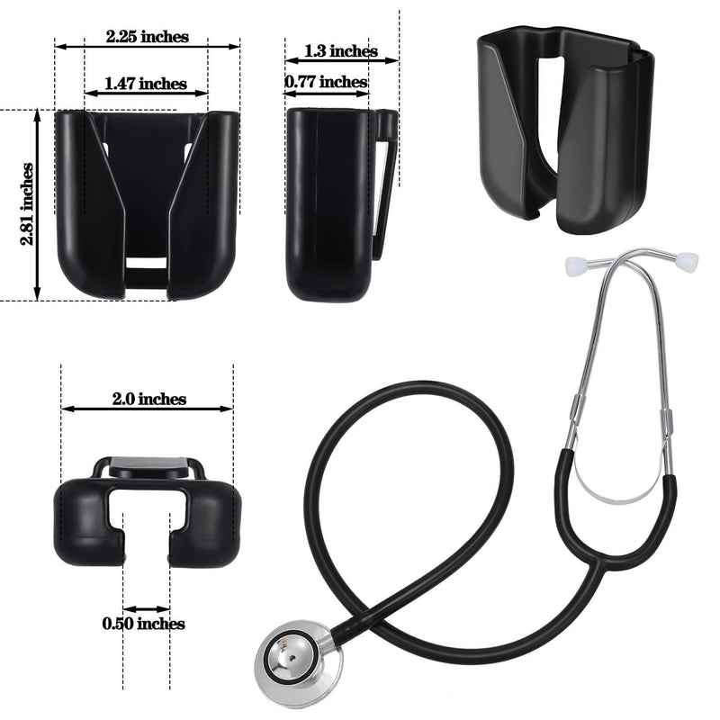 [Australia - AusPower] - BBTO 3 Pcs Stethoscope Holder Clip Plastic Nursing Waist Belt Lightweight Portable Stethoscope Holster Hip Holder for Physician Doctor Nurse No More Neck Carrying Loss Misplacement(Black) Black 